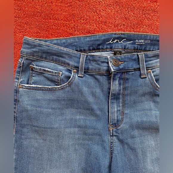 Inc Denim Jeans Womens 12P Flare Leg High Rise Stretch Blue Wash - Picture 6 of 6